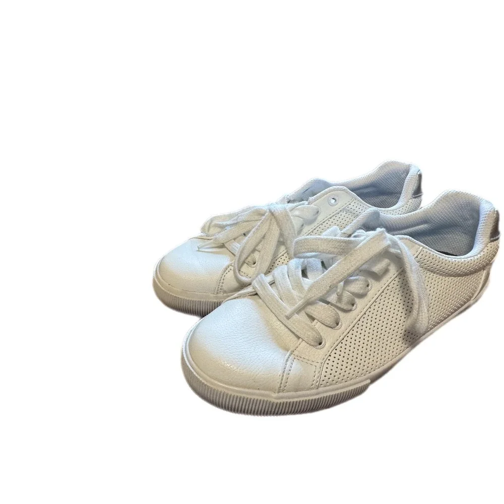 Nautica Steam Sneakers Womens 8 White Excellent Perforated Silver Holographic